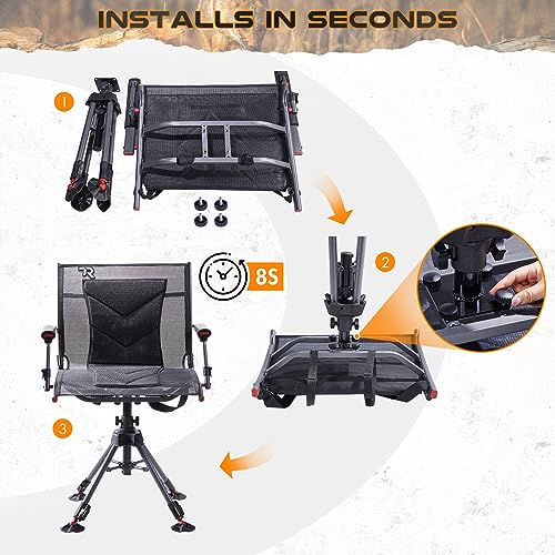 TR 360 Degree Swivel Hunting Chair 400 lbs Capacity Height Adjustable W340022