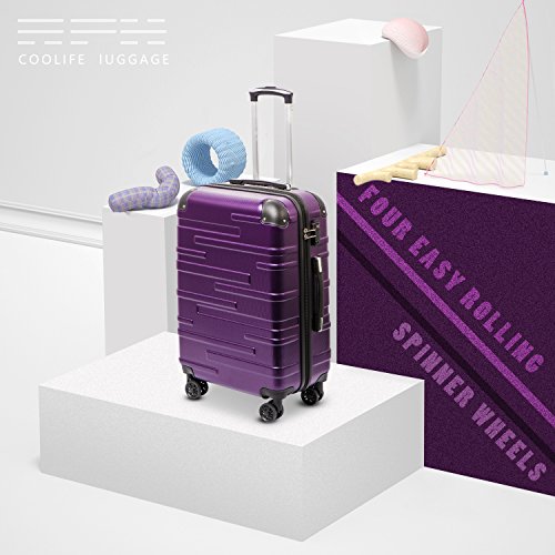 Coolife Luggage Expandable Suitcase 3 Piece Set with TSA Lock Spinner B704565