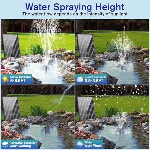 POPOSOAP 30W Solar Pond Pump with Adjustable Flow, Diverter Valve & 6.6 FT Tubing Y319382
