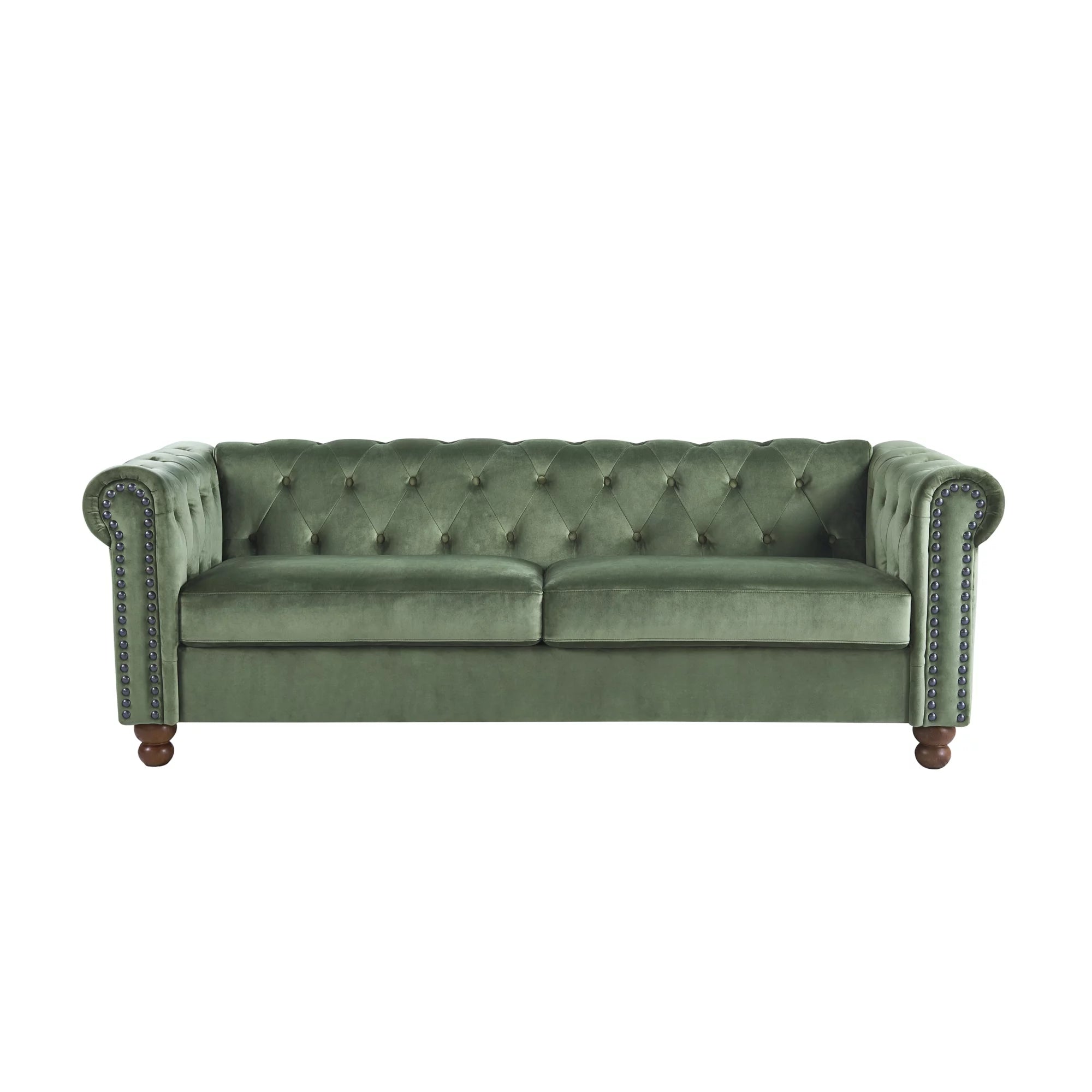 Classic Traditional Upholstered Sofa with High-Tech Fabric, Large Green Q8173