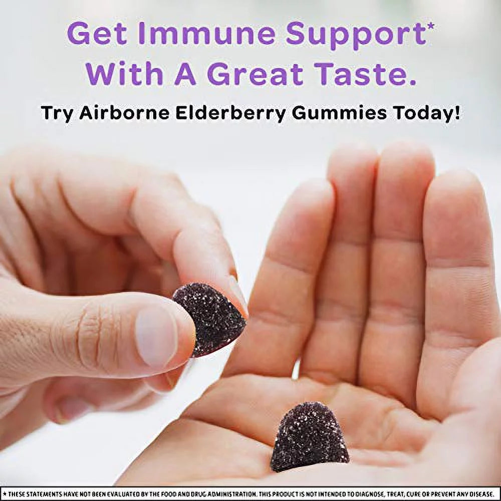 Airborne Elderberry + Vitamins & Zinc Gummies, 130 Count, Gluten-Free X352