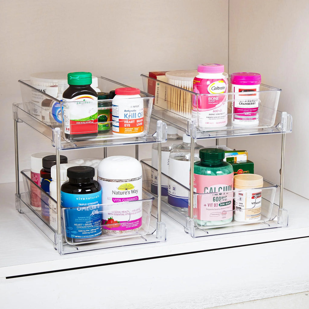 Vtopmart 4-Pack Under Sink Organizer, 2 Tier Pull-Out Storage I852