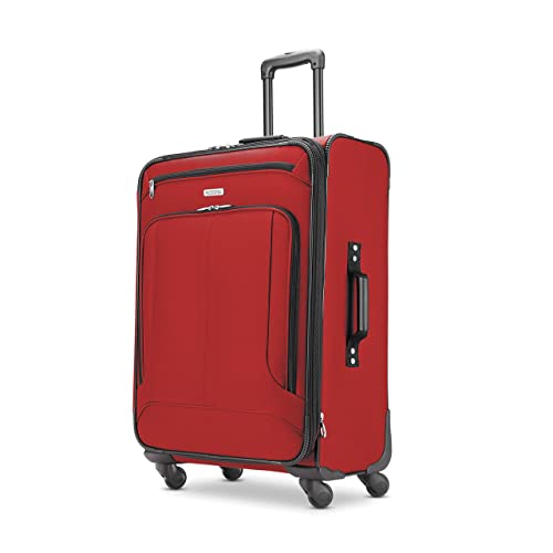 American Tourister Pop Max Softside Luggage 3-Piece Set with Spinner Wheels, Red B128237