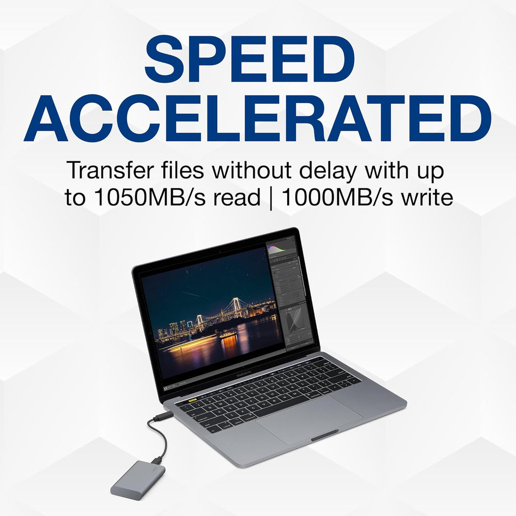 LaCie Mobile Drive SECURE 2TB Portable SSD - Space Grey, USB-C 3.2 R636