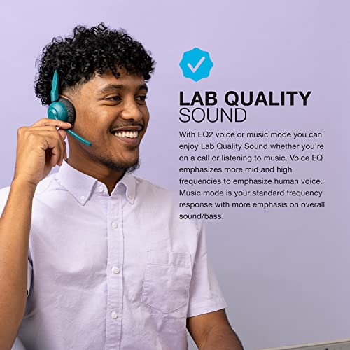 JLab Go Work Pop On-Ear Wireless Headset, Teal, Bluetooth Multipoint, Rotating Boom Mic Y9283