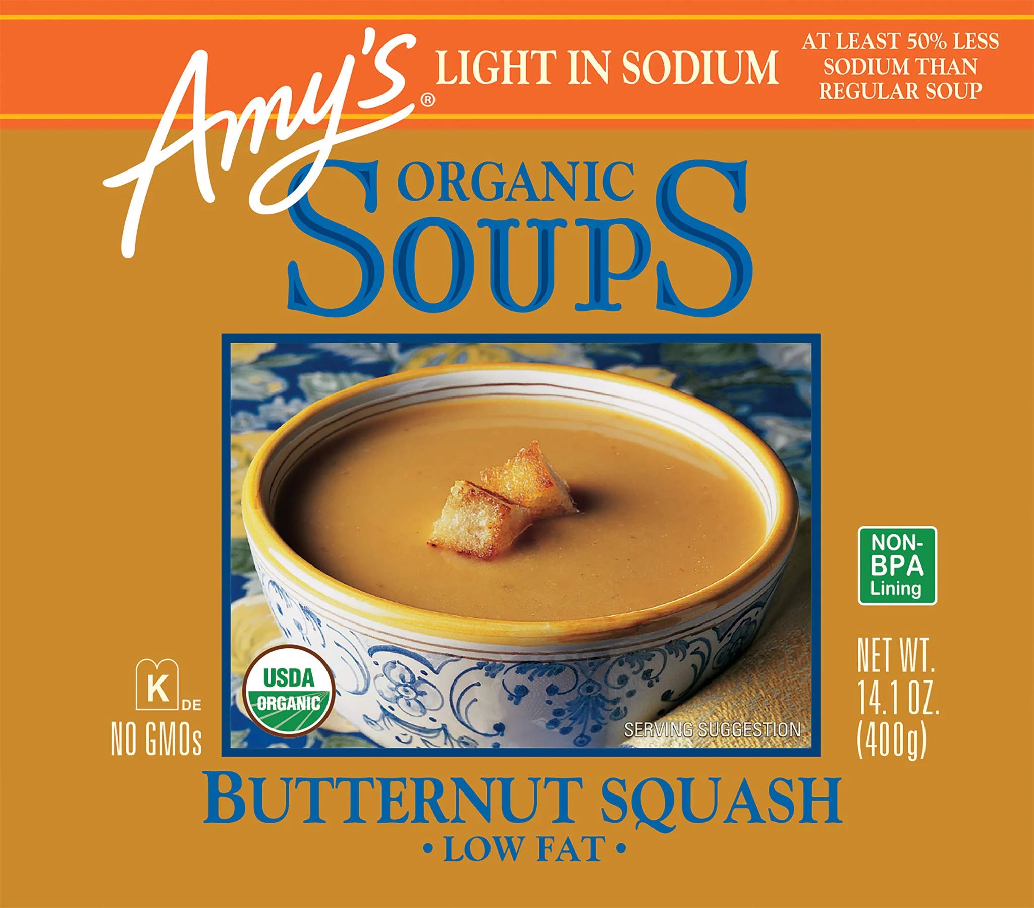 Amy's Organic Vegan Butternut Squash Soup, Light in Sodium, 14.1 oz (Pack of 12) I2663