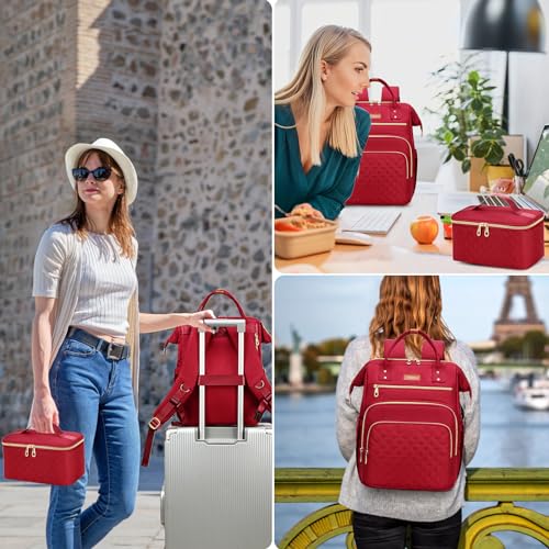 Women's 15.6 inch Laptop Backpack with Insulated Lunch Bag, Grey J968903