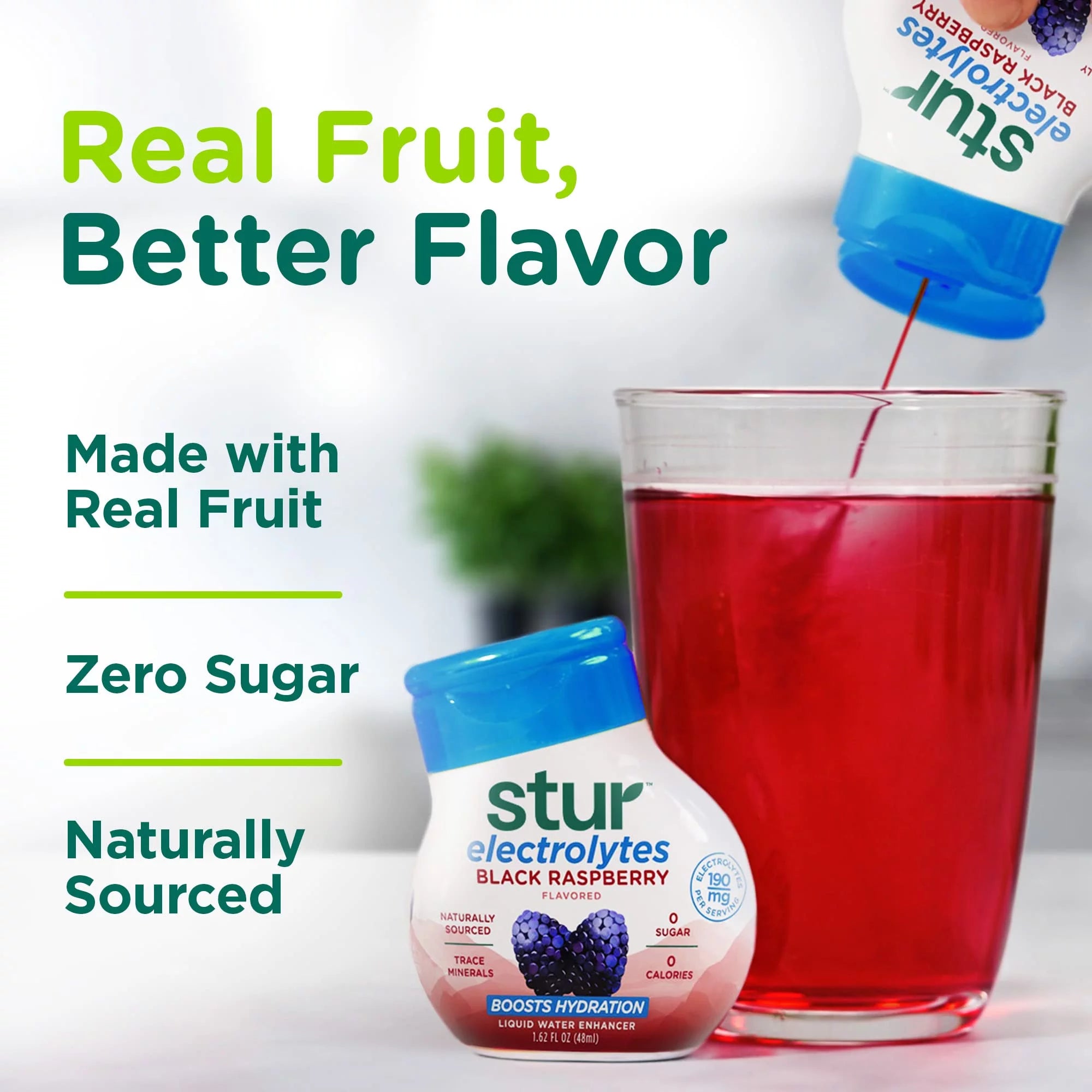 Stur Electrolyte Water Enhancer Black Raspberry, Sugar Free, 5 Bottles N735950