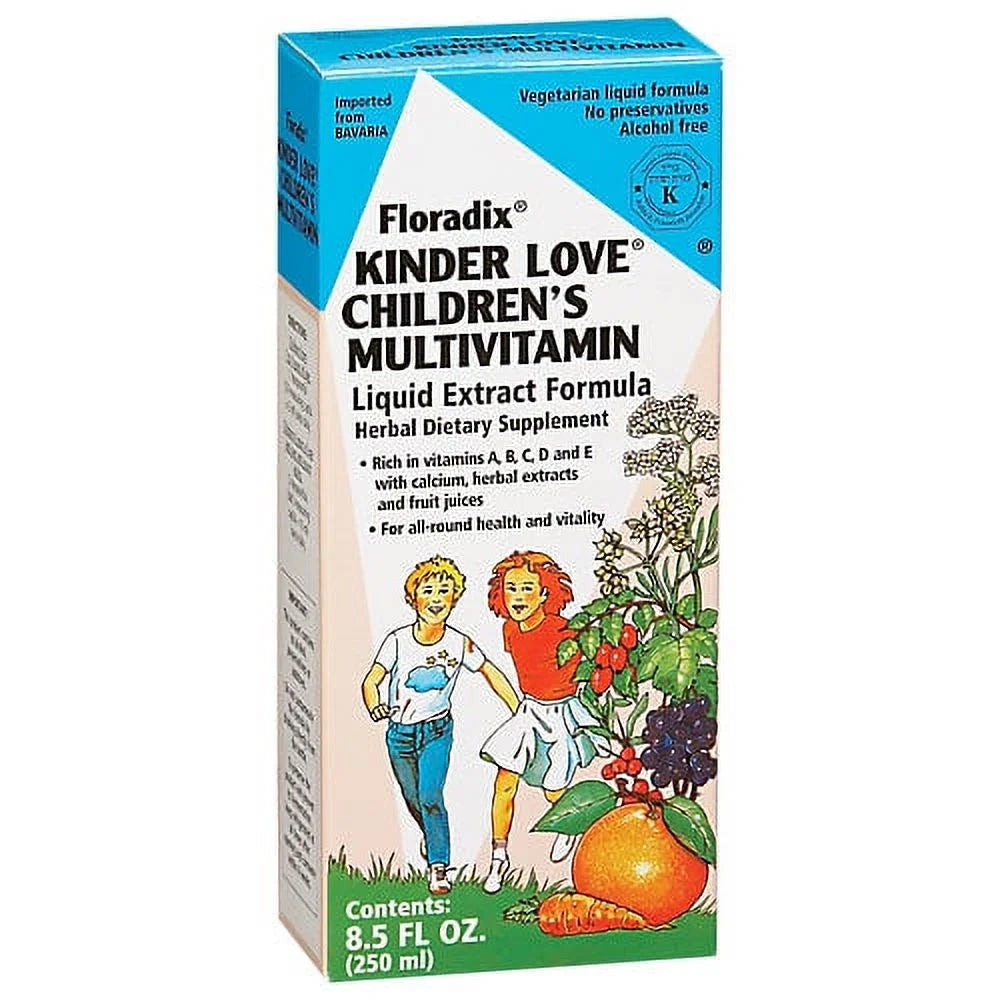 Floradix Kinder Love Multivitamin Liquid Extract for Children, Fruit, 8.5 fl oz J163259