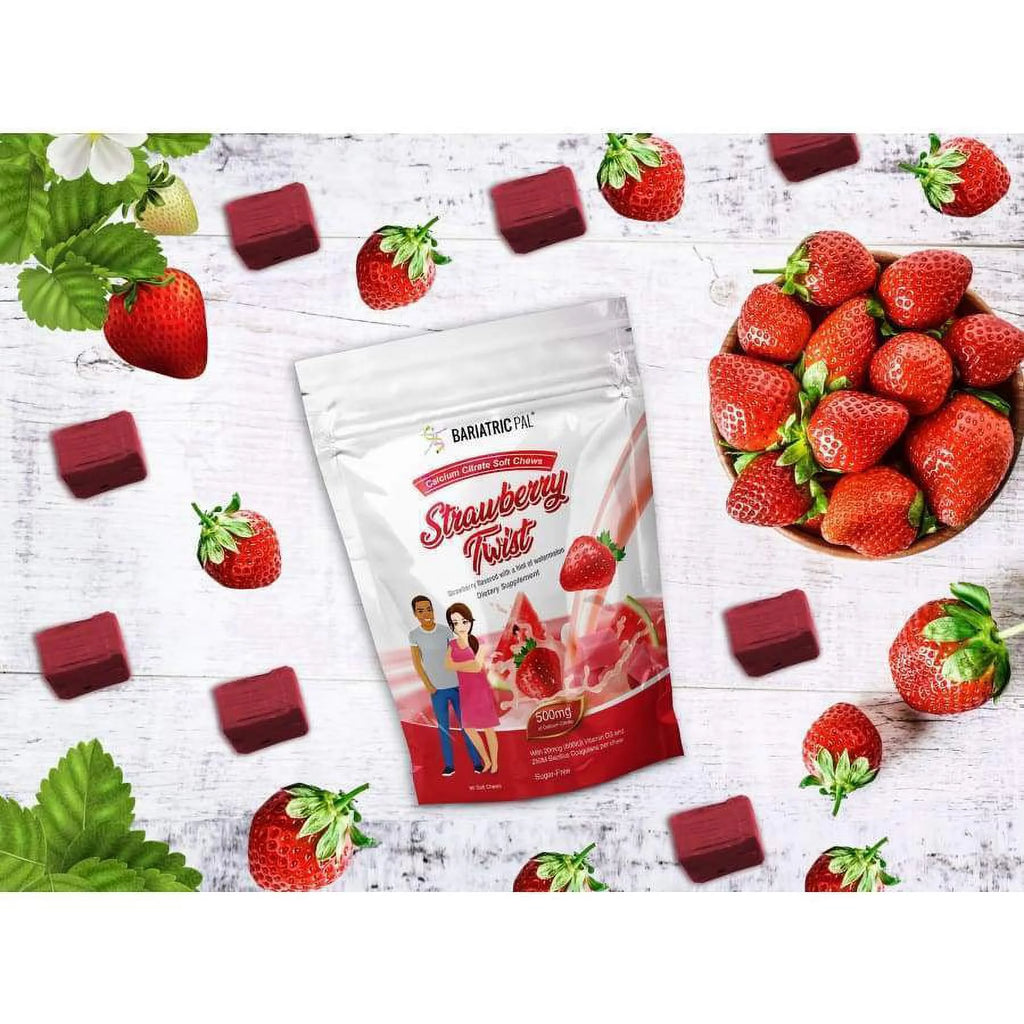 BariatricPal Sugar-Free Calcium Citrate Soft Chews 500mg with Probiotics - Strawberry Watermelon, 90ct Z1641