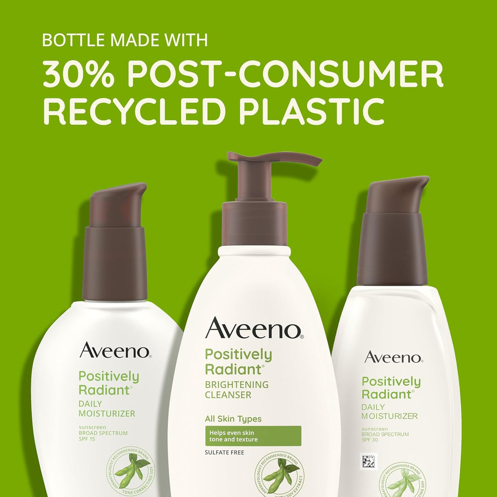 Aveeno Positively Radiant Daily Face Moisturizer SPF 15, Hydrating with Soy Extract, Oil-Free, 4 FL OZ O200928