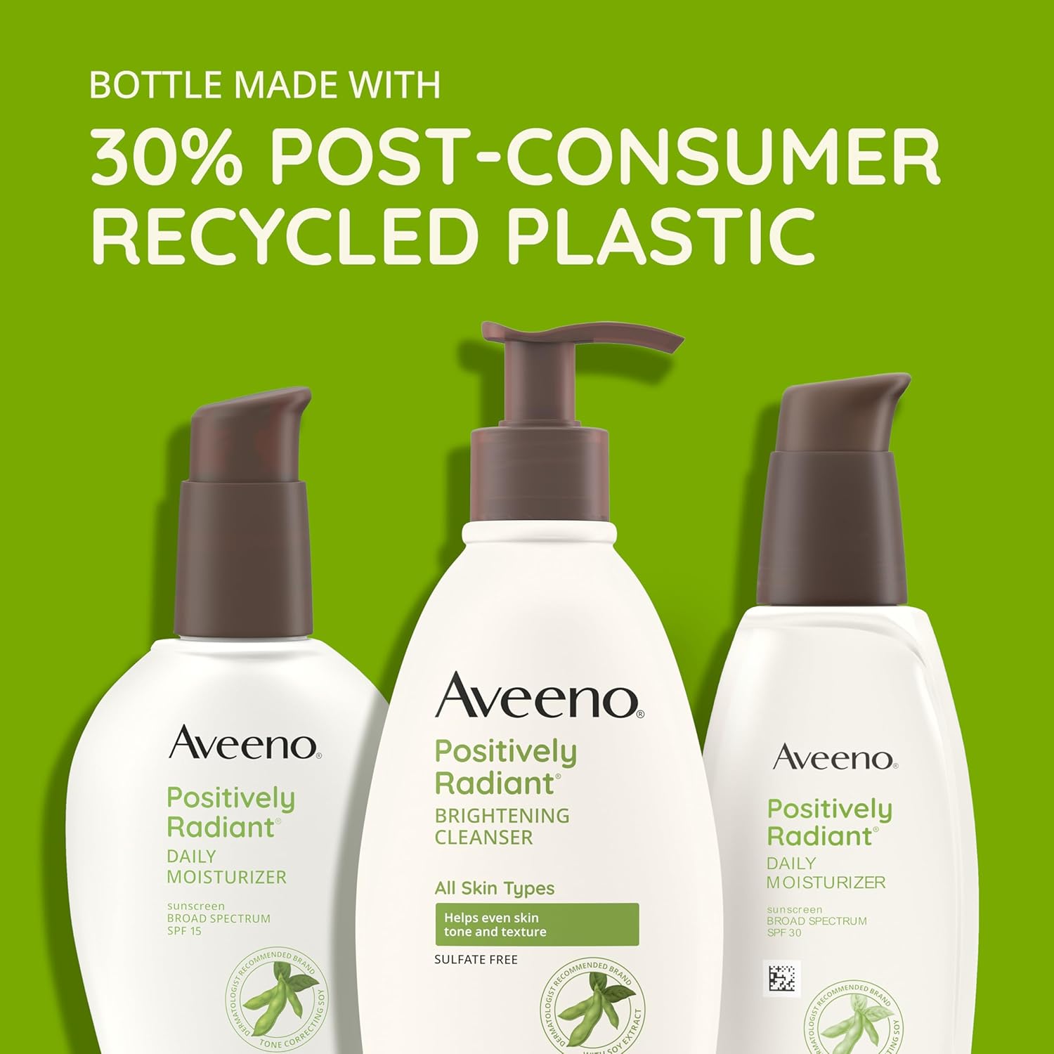 Aveeno Positively Radiant Daily Face Moisturizer SPF 15, Hydrating with Soy Extract, Oil-Free, 4 FL OZ O200928