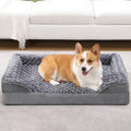 KSIIA Orthopedic Dog Bed Medium Size Dog Couch Waterproof Dog Bed Washable Dog Bed Egg Foam Pet Bed with Removable Bolster & Nonskid Bottom Medium Dog Bed Sofa 29 x 18 x 6 Inch, Grey