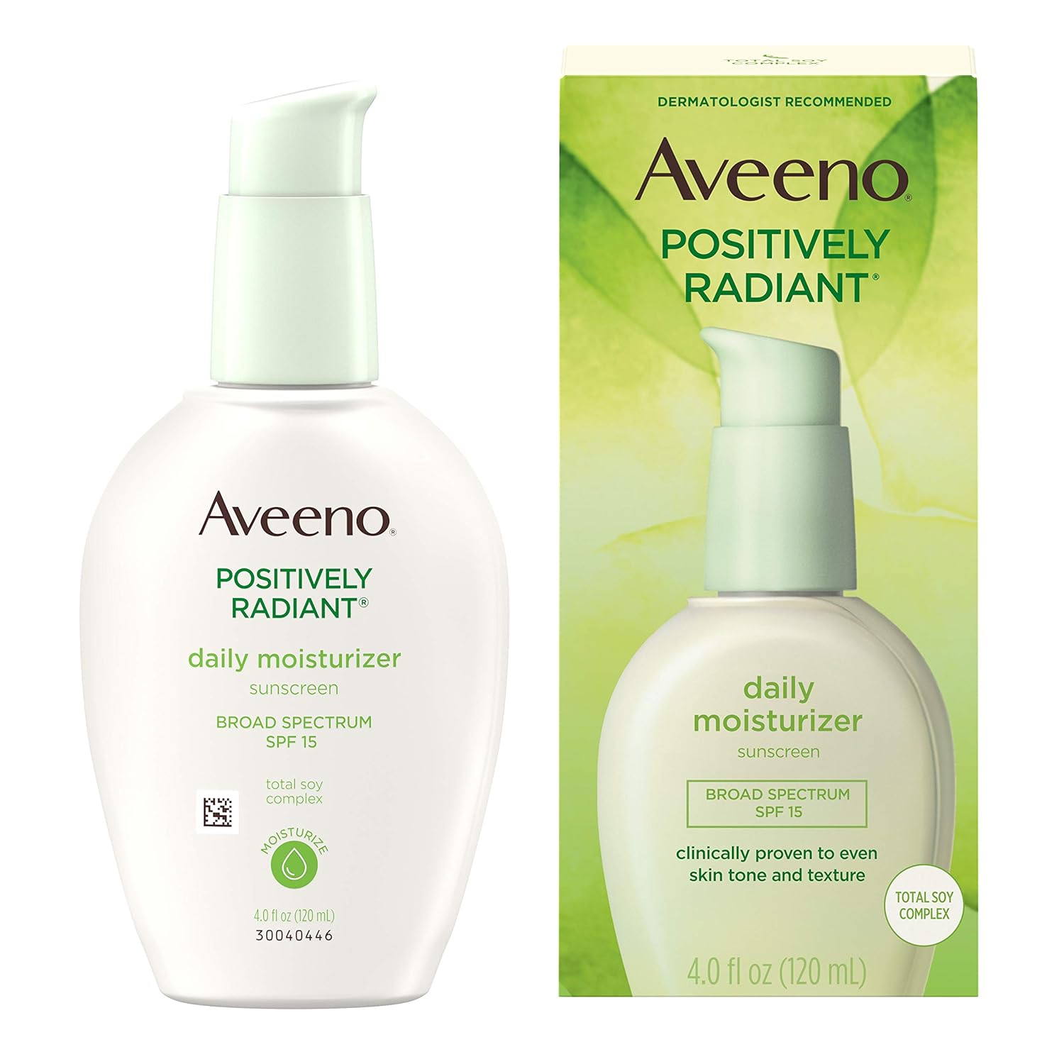 Aveeno Positively Radiant Daily Face Moisturizer with Broad Spectrum SPF 15 Sunscreen and Soy Extract, 4 fl. oz