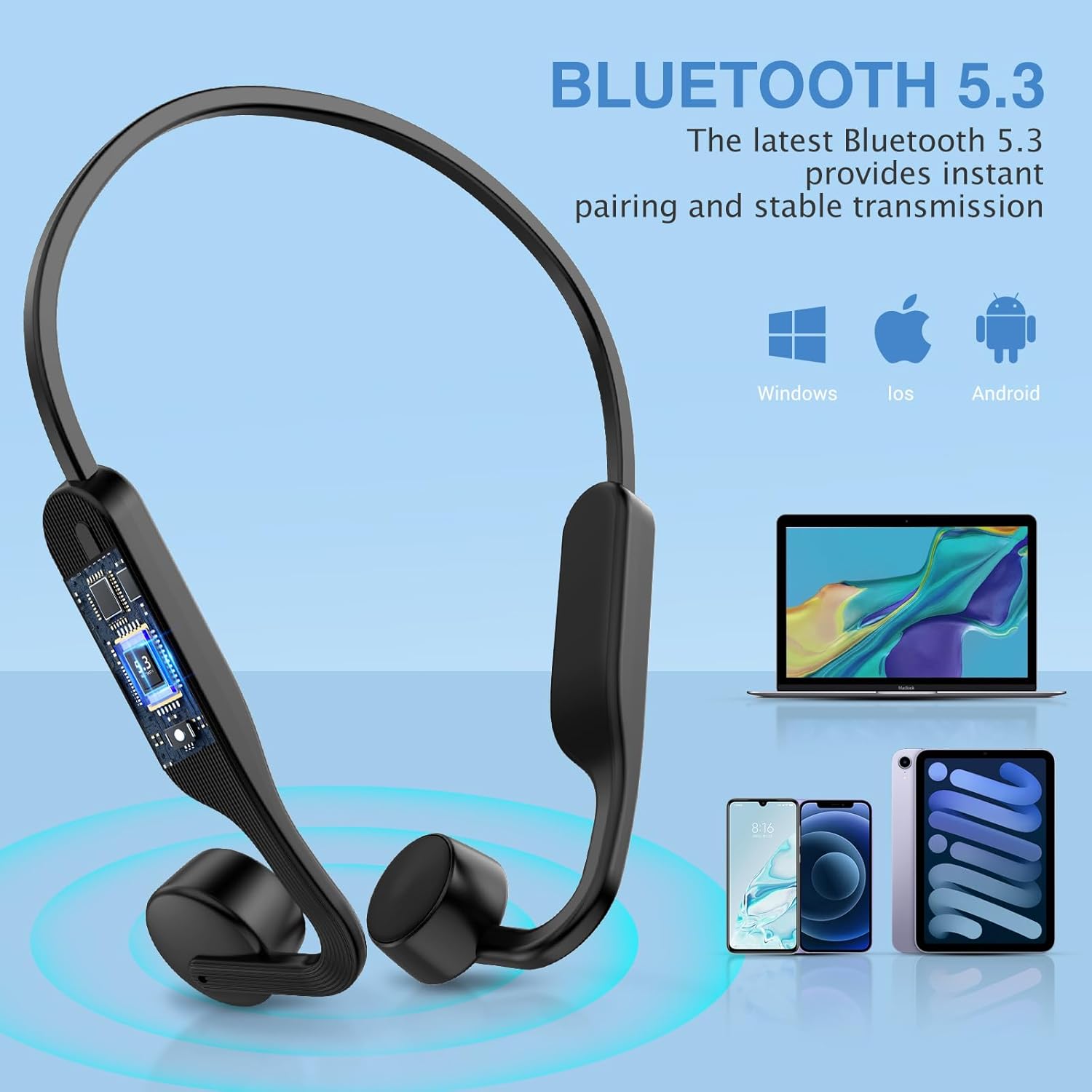 Bone Conduction Headphones Wireless Bluetooth 5.3 Open Ear Sports Earbuds IPX6 C943
