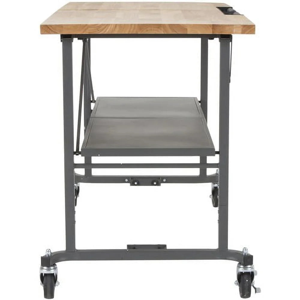 Cosco SmartFold Butcher Block Portable Workbench 52" Gray Q8328
