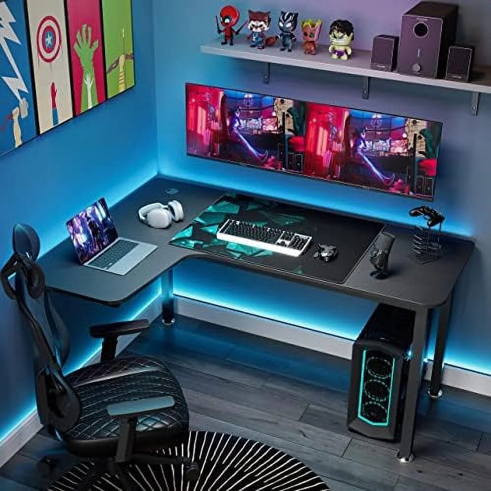 HJZBNONE It's_Organized L-Shaped Corner Computer Desk with Large Mouse Pad & Cable Management N1730