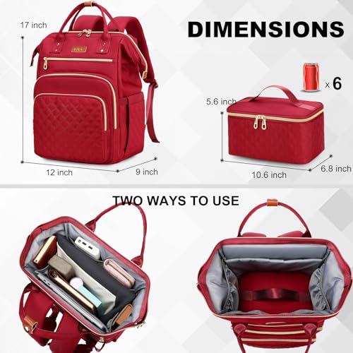 Women's 15.6 inch Laptop Backpack with Insulated Lunch Bag, Grey J968903