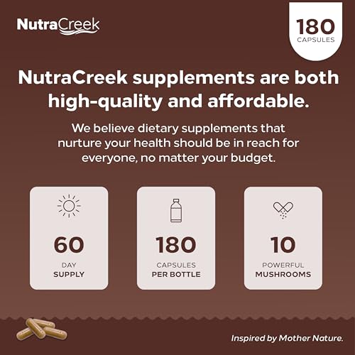 Mushroom Complex Supplement with Cordyceps, Reishi, Shiitake, Maitake and Lion's Mane, 180 Capsules W7499
