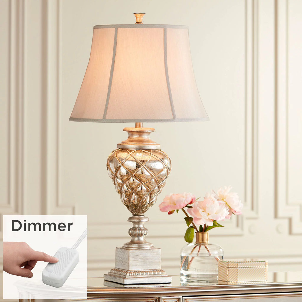 Barnes and Ivy Luke 33 3/4" Tall Traditional End Table Lamps Set of 2, Gold Silver Finish N5546