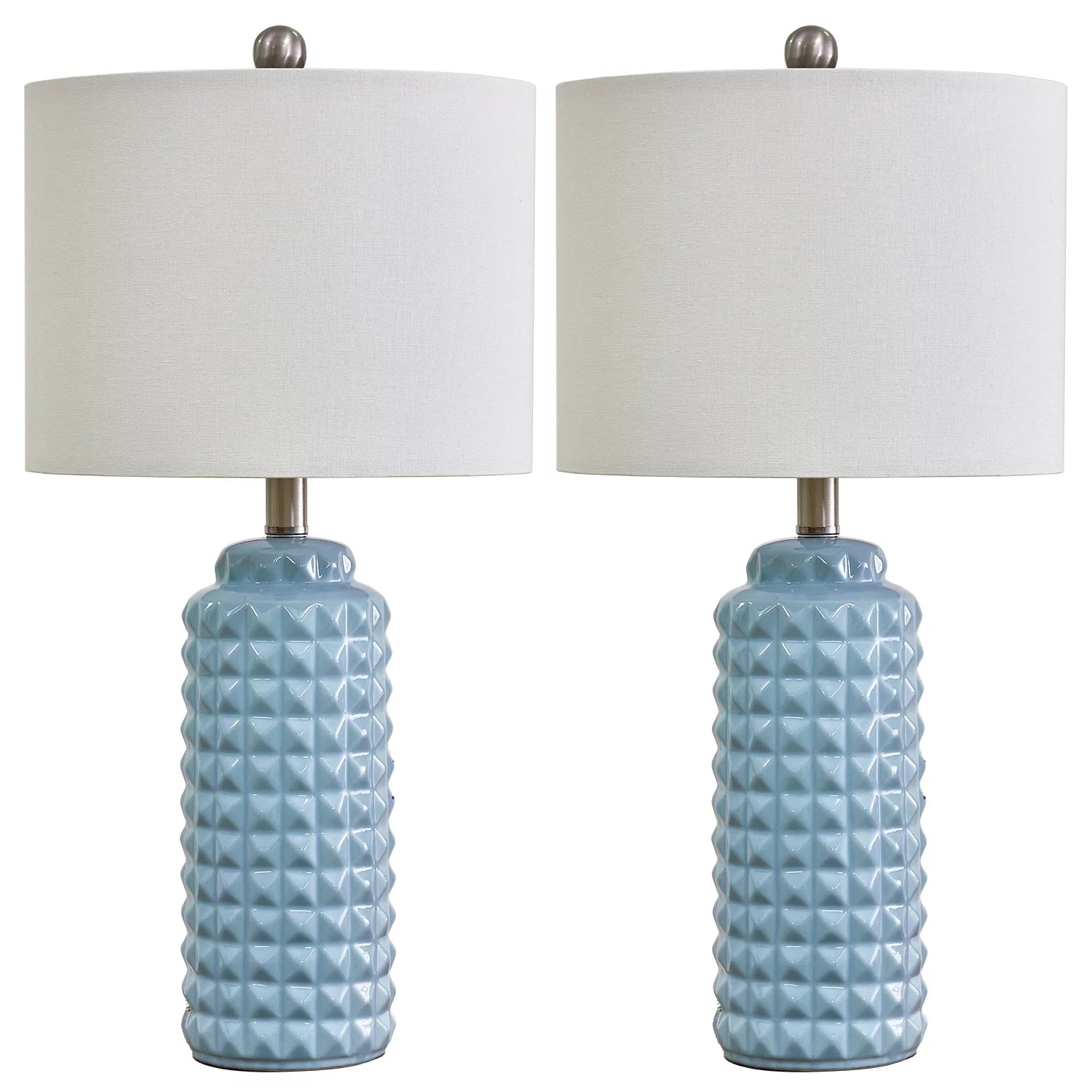 Oneach Ceramic Table Lamp Set of 2 Light Blue 24.5" for Living Room Bedroom K1744