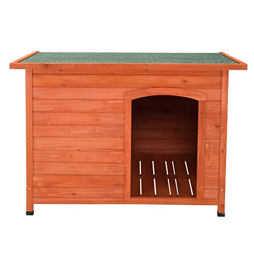 Dog House,Wooden Dog Kennel,45in Outdoor Wood Dog House,Weatherproof Dog House for Outdoor Indoor,No Tools Required for Assembly,Dog House Ideal for Small Dog Breeds(Natural Wood)