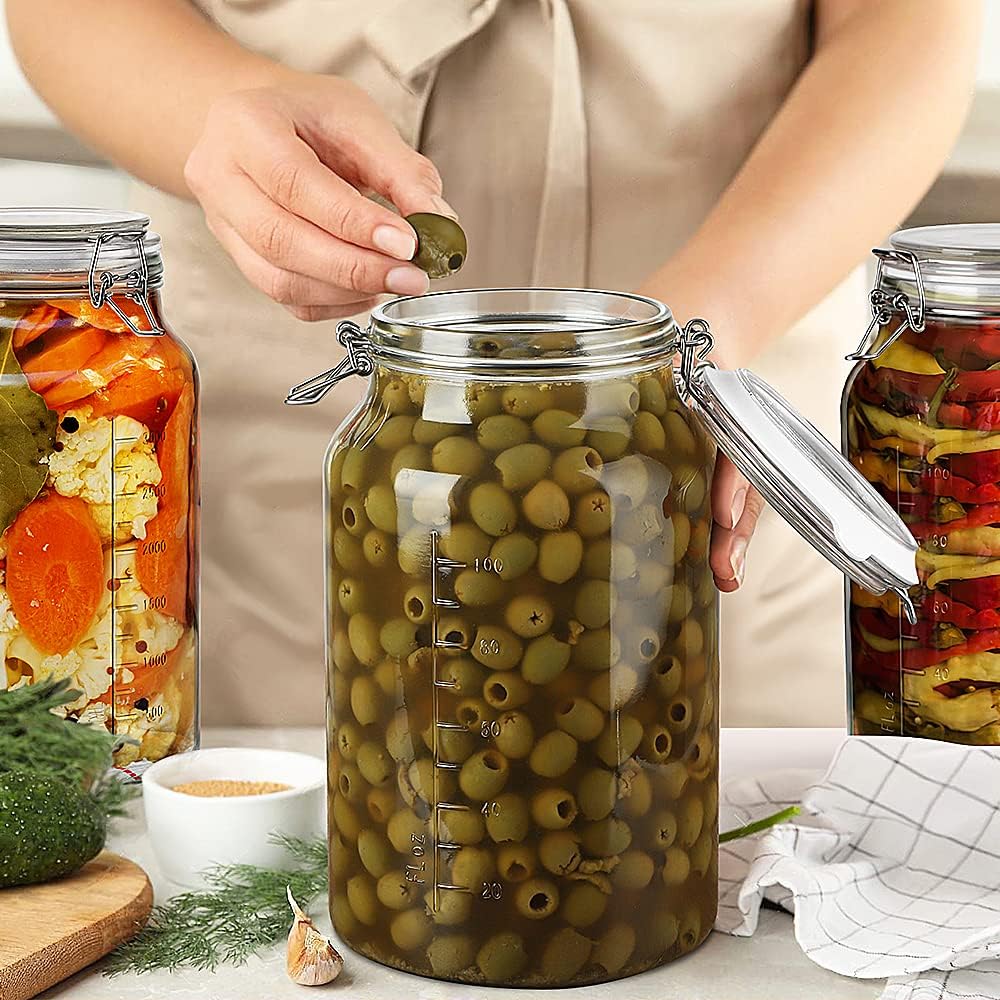1 Gallon Glass Storage Jars with Airtight Lids, 2 Pack G84224