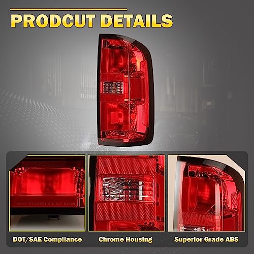 AUTOWIKI Tail Light Assembly for 2015-2022 Chevy Colorado, Red Clear Lens, Driver Left Side H74507