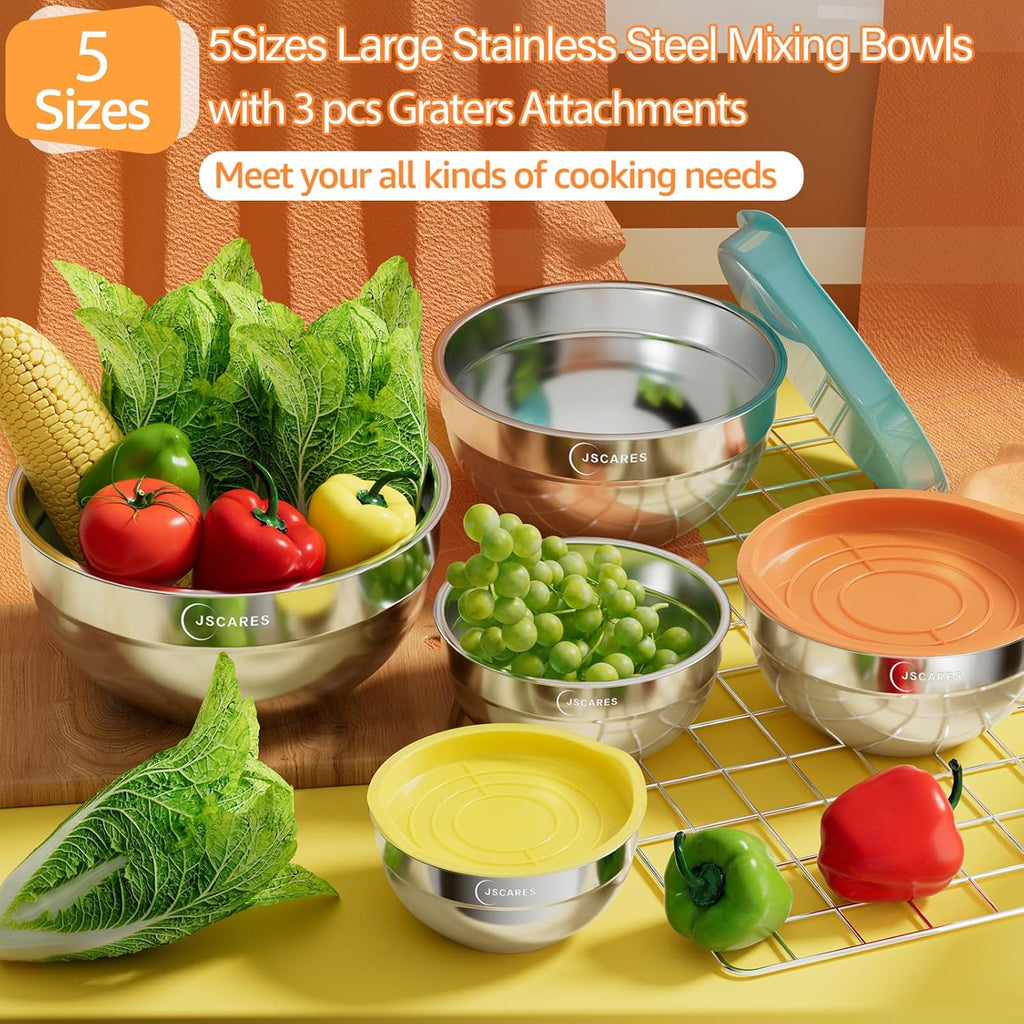 Stainless Steel Mixing Bowls with Lids, 5 Piece Set T21579