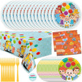 Cocomelon Party Supplies Set - Cocomelon Birthday Party Supplies and Decorations for 16 Guests with Table Cover, Plates, Napkins and More