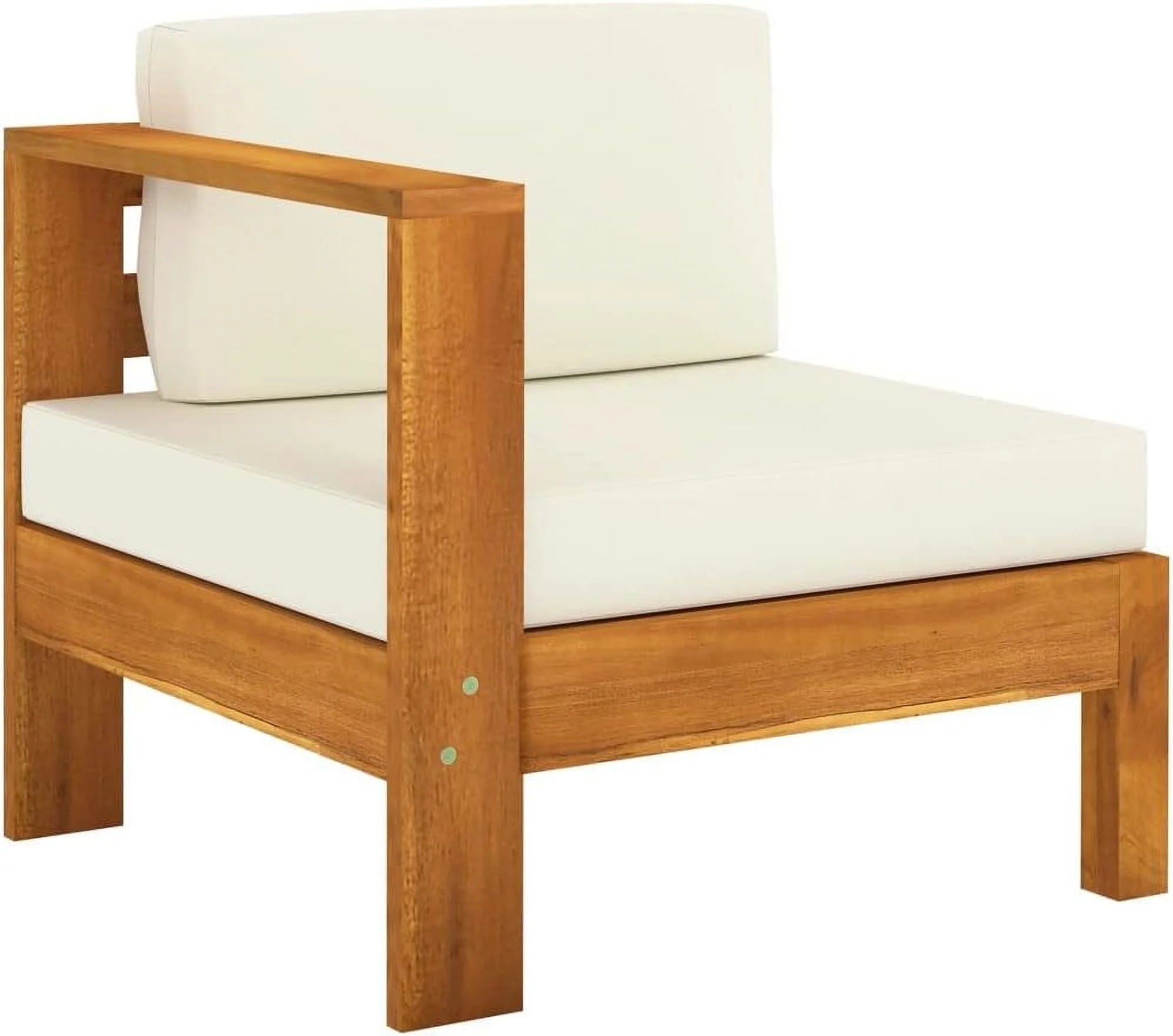 6 Piece Patio Lounge Set with Cream White Cushions Acacia Wood Outdoor Table U381