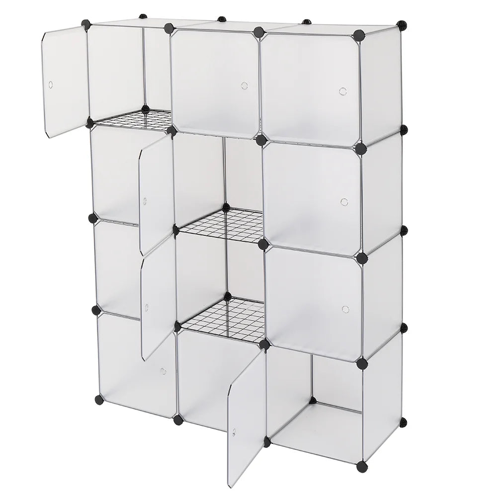 12-Cube Bookshelf Closet Organizer Storage Shelves, White E119