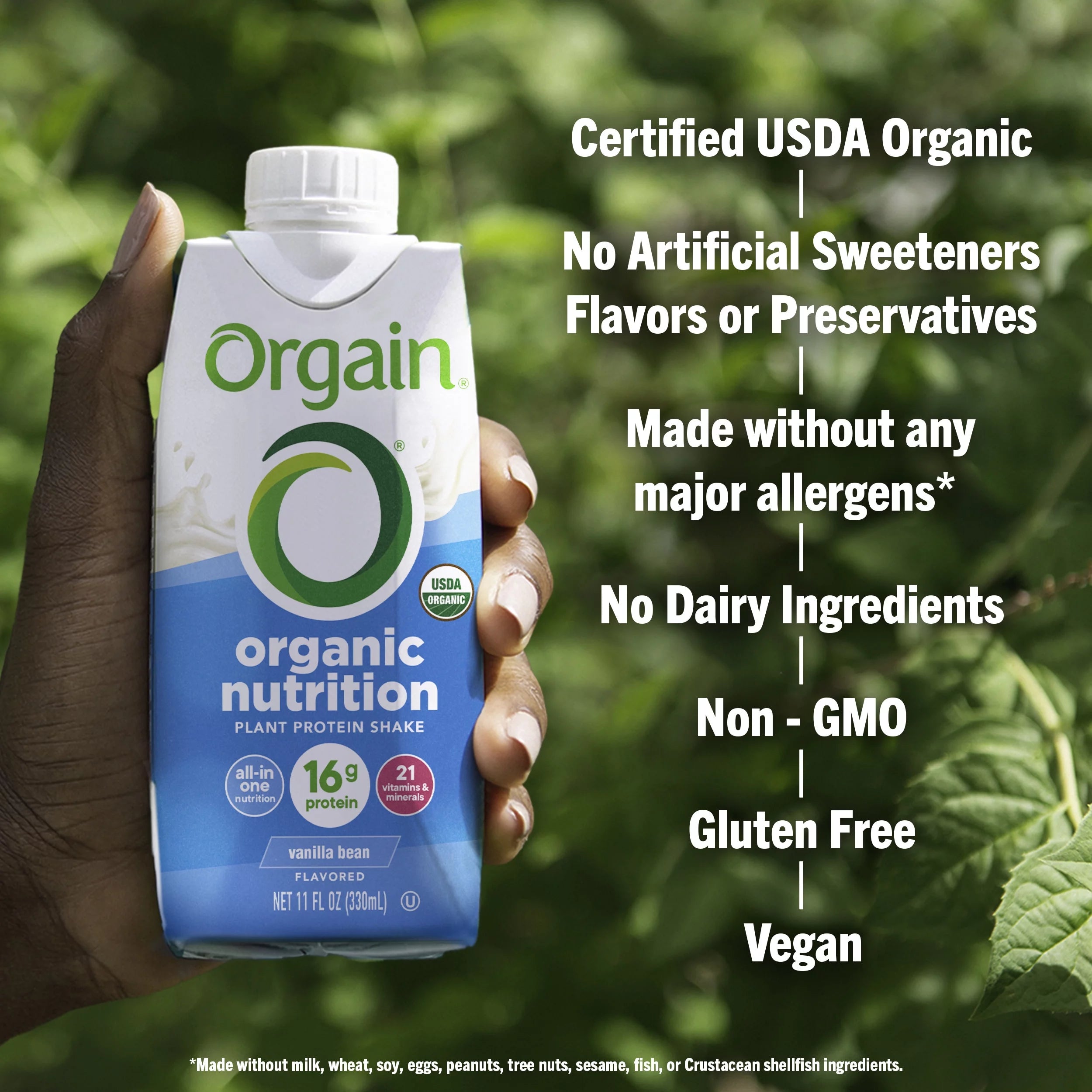 Orgain Organic Vegan Protein Shake, Vanilla Bean, 11oz, 12ct M15442