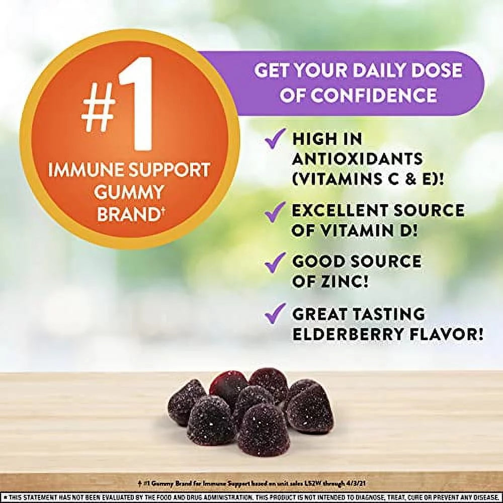 Airborne Elderberry + Vitamins & Zinc Gummies, 130 Count, Gluten-Free X352