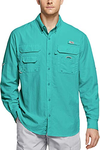 TSLA Men's Performance Fishing Shirt, UPF 50+ Breathable Button Down Shirts, Outdoor Recreation Long Sleeve Shirt