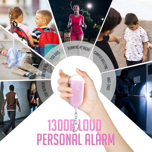 Safesound Personal Alarm Siren 3 Pack - 130dB Keychain with LED Flashlight, USB Rechargeable Y599950