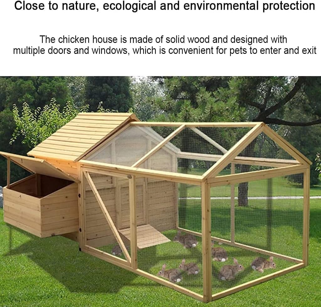Deluxe Wooden Chicken Coop Indoor Outdoor Rabbit Hutch Bunny Cage Y44570