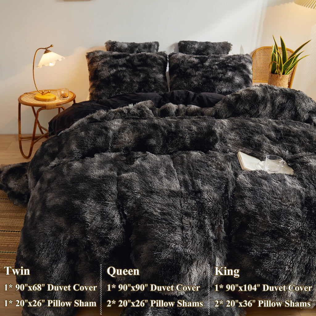 Tie Dye Plush Shaggy Duvet Cover Set Queen M2806