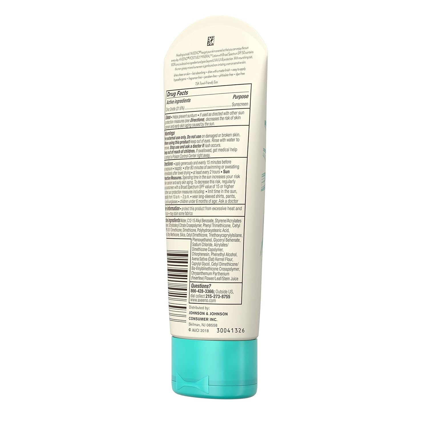Aveeno Positively Mineral Sensitive Skin Sunscreen Lotion SPF 50, Unscented, 3 Fl Oz O90324