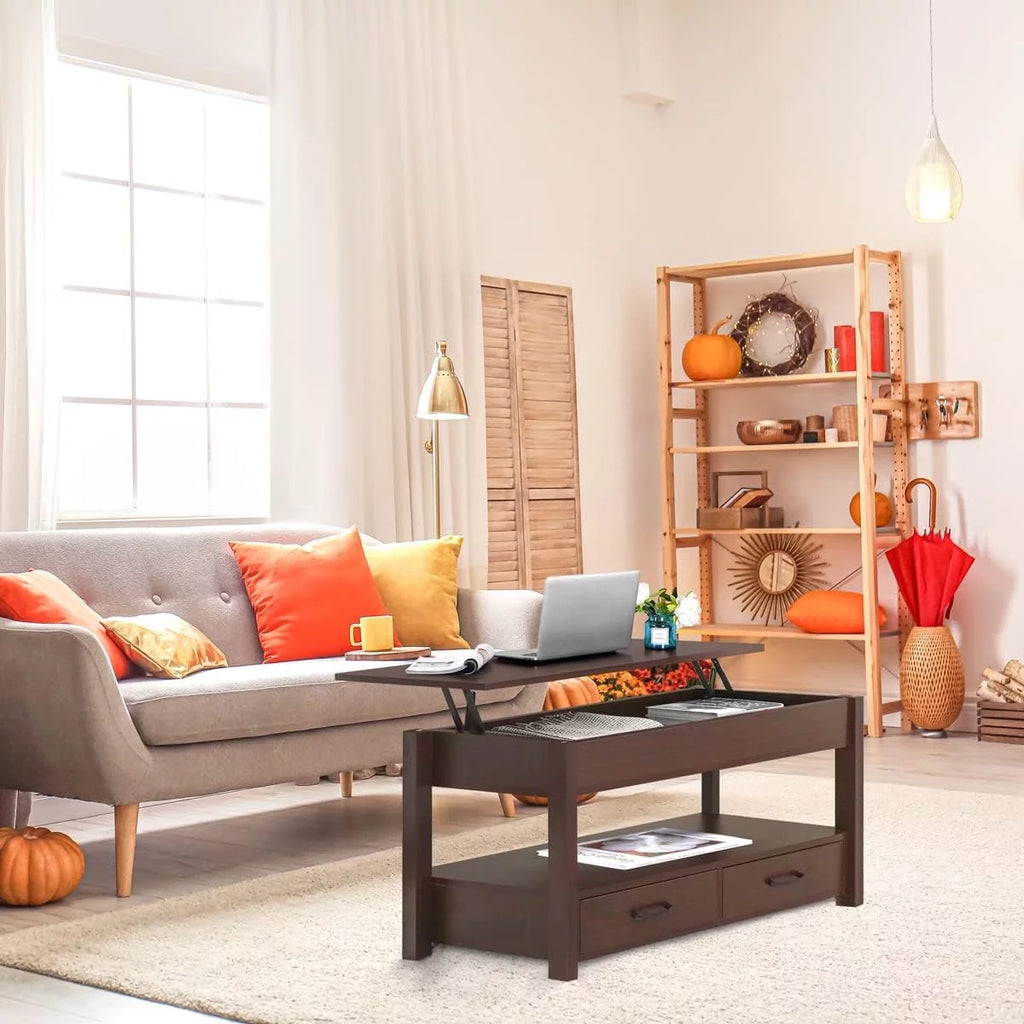 Lift Top Coffee Table with Hidden Compartment Espresso U57693