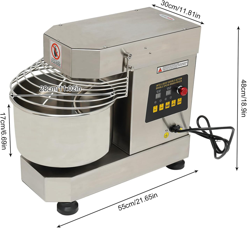 Commercial Food Mixer 10.5Qt Spiral Dough Kneading Machine with Stainless Steel Bowl Y124355