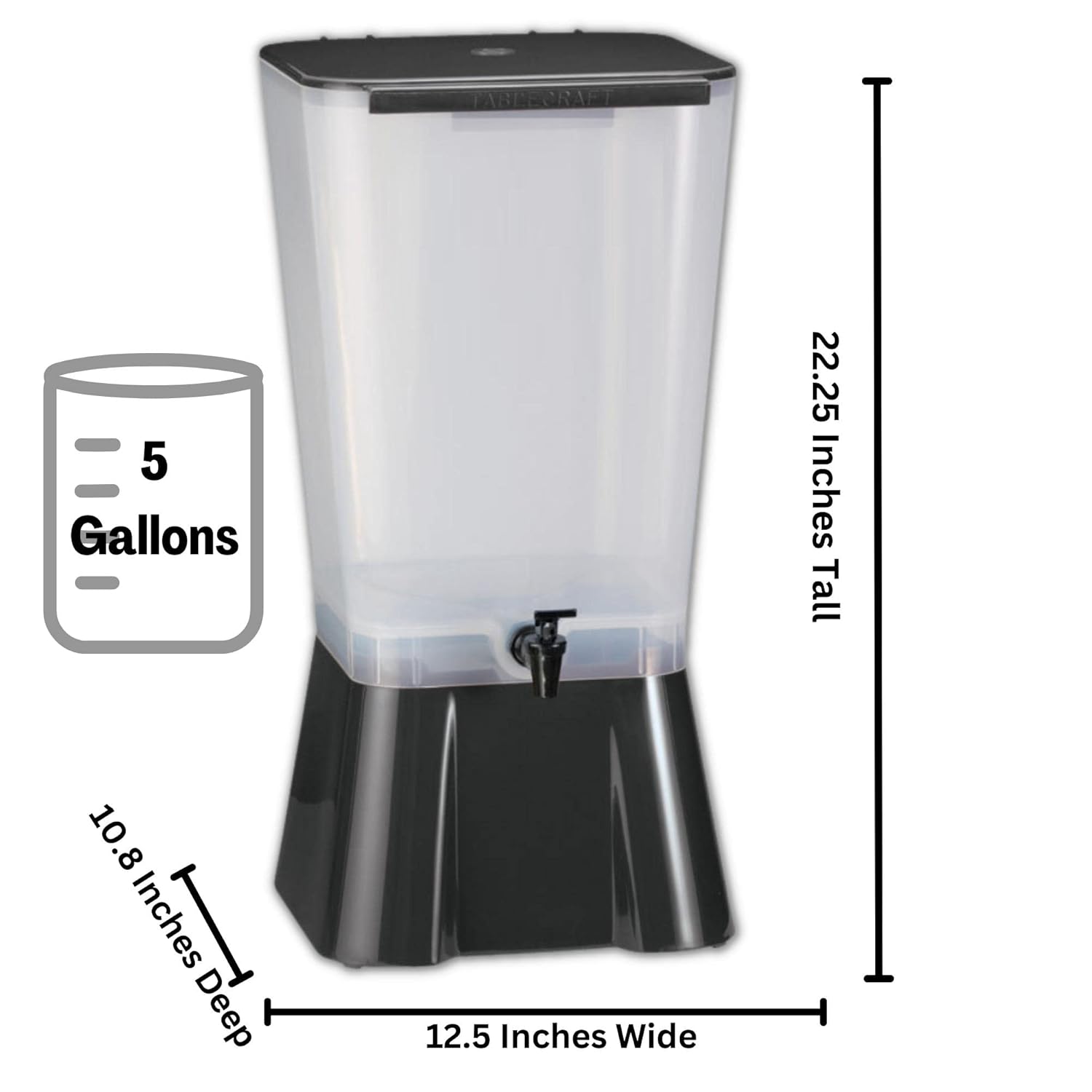 Tablecraft 1053 Plastic Beverage Dispenser, 5-Gallon, Black U62693