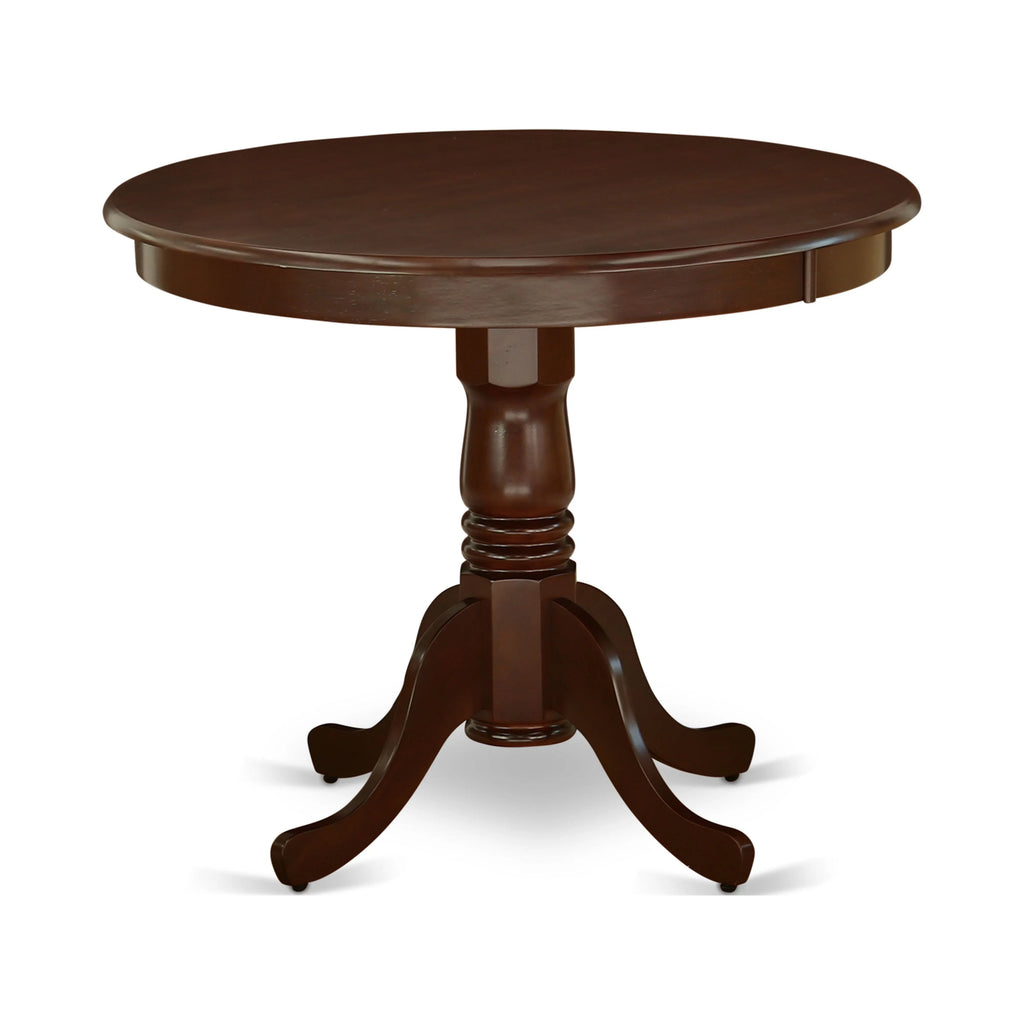 East West Furniture Antique 5-Piece Dining Chair and Round Table Set Mahogany W86397