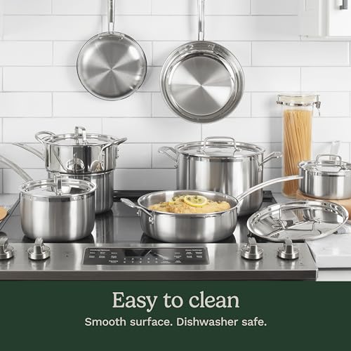 Cuisinart 12 Piece Cookware Set, Triple Ply, Silver G966565