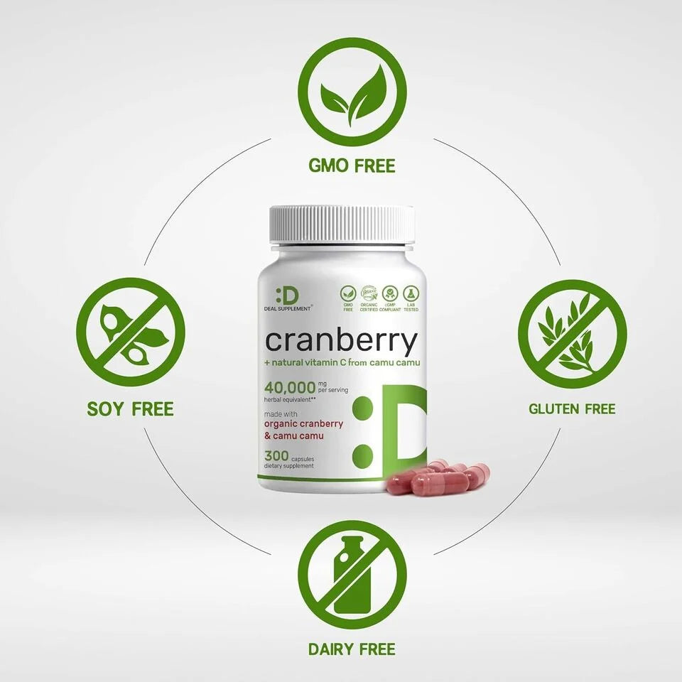 Cranberry Max Strength 40000mg Urinary Tract Support - 300 Capsules X740282