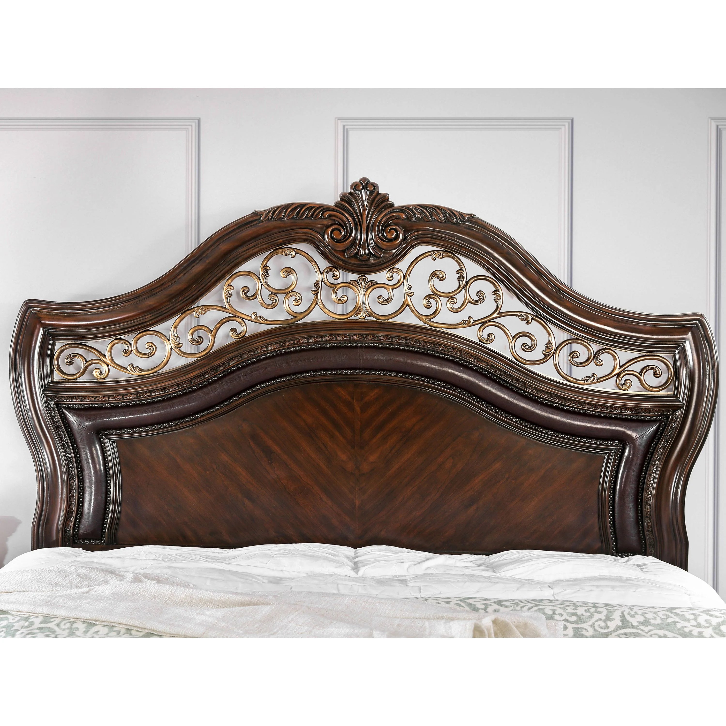 Furniture of America Davidson Wood Panel Bed Queen Brown Cherry H3081