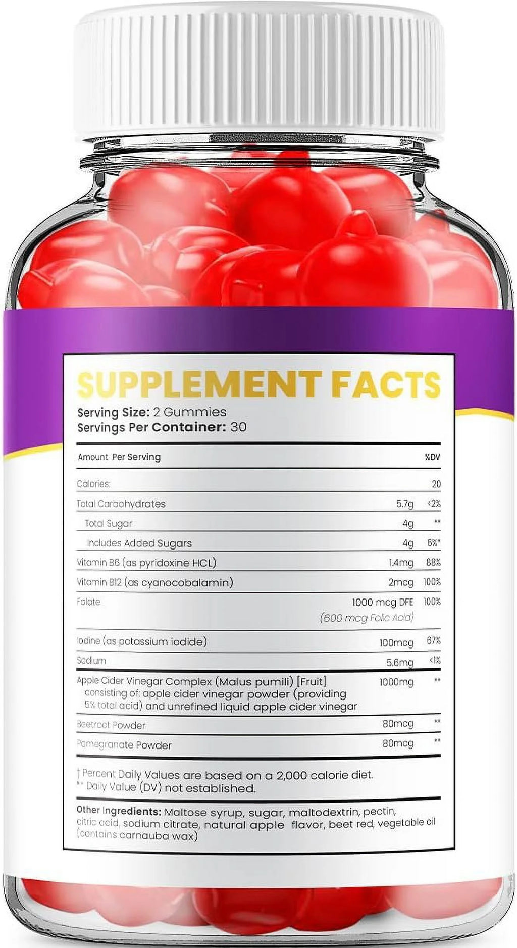 Fit Flex Keto ACV Gummies 5 Pack - Apple Cider Vinegar Dietary Supplement with B12 Beet Root E46373