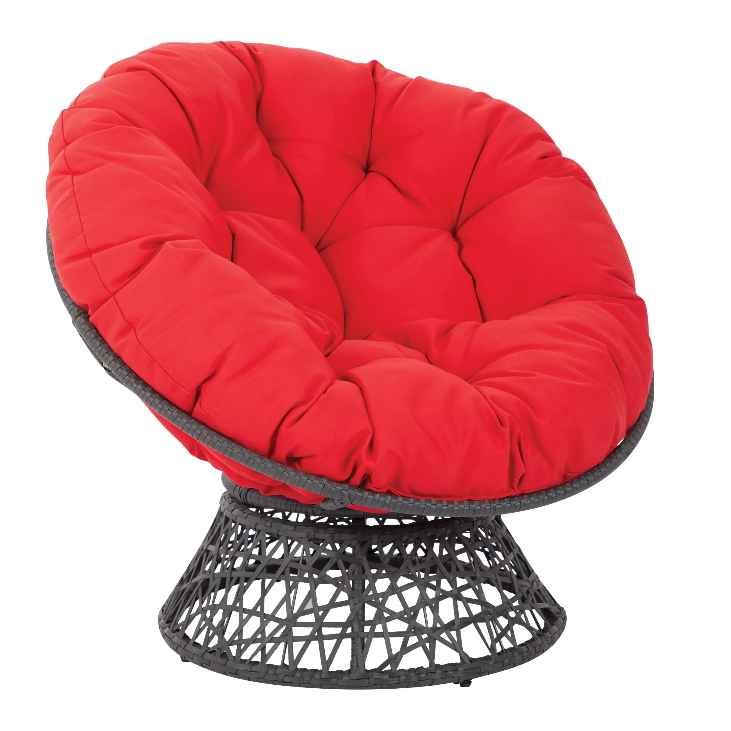 OSP Home Furnishings Papasan Chair with White Cushion and Black Frame W475806