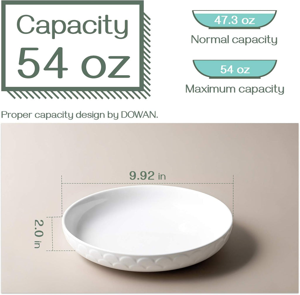 DOWAN Pasta Bowls 54 oz White Ceramic Salad Bowl Set of 4 W31719