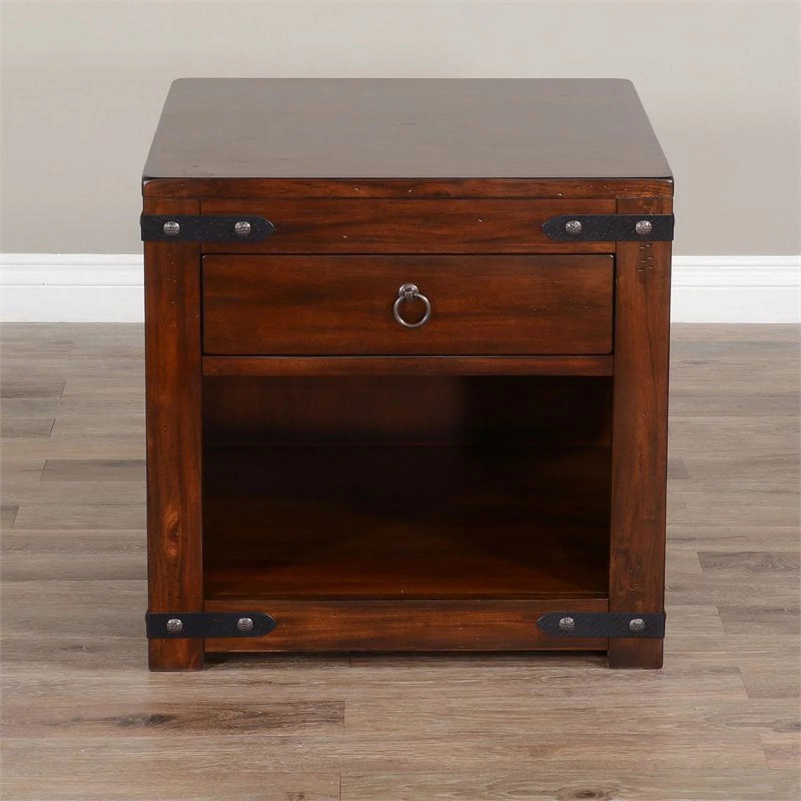 Home Square Santa Fe 24" Wood End Table Dark Chocolate Set of 2 S4904
